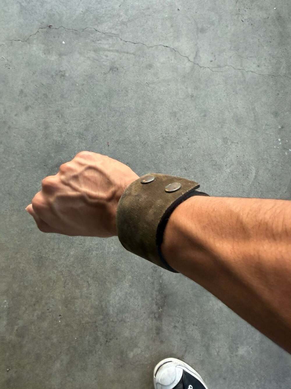 Wide Camouflage Suede Leather Cuff Bracelet with Double Snap Closure
